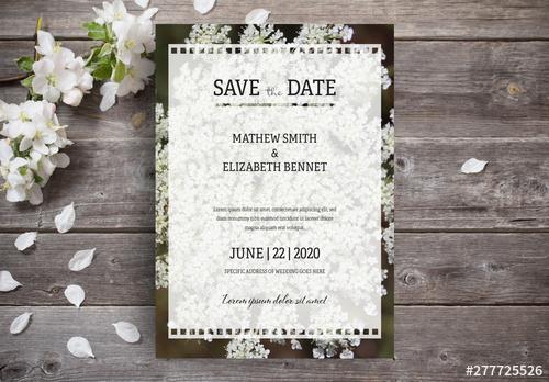 Wedding Invitation Layout with Photo of Flowers - 277725526 - 277725526