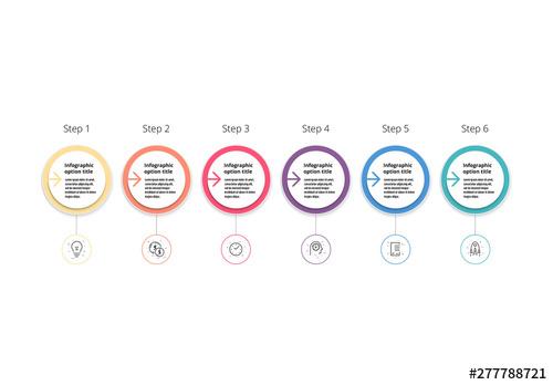 6 Step Infographic with Rainbow Elements - 277788721 - 277788721