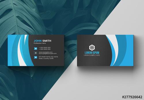 Blue Business Card Layout - 277926642 - 277926642