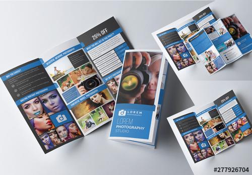 Photography Trifold Brochure Layout with Photo Frame Elements - 277926704 - 277926704