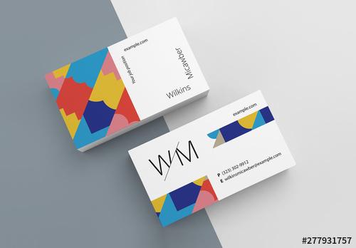 Business Card Layout with Abstract Designs - 277931757 - 277931757