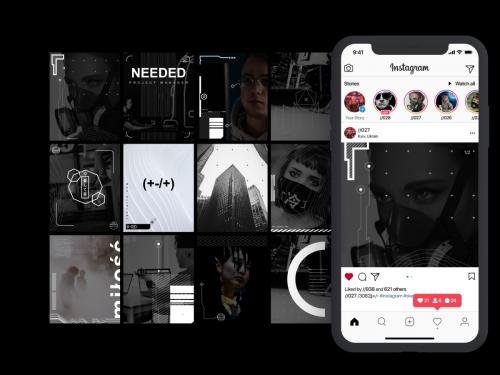 INSTAGRAM posts & stories templates // cyberpunk // tech design // - instagram-posts-stories-templates-cyberpunk-tech-design