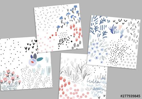 Set of Hand Drawn Floral Backgrounds - 277939845 - 277939845