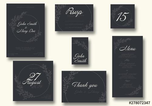 Charcoal Wedding Suite with Graphic Floral Elements - 278072347 - 278072347