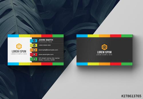 Colorful Dark Business Card Layout - 278613765 - 278613765