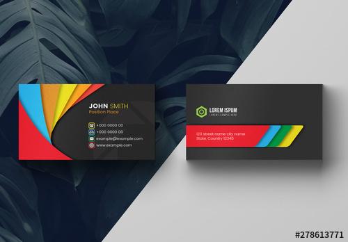 Multicolored Business Card Layout - 278613771 - 278613771