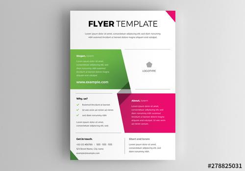 Business Flyer Layout with Red and Green Accents - 278825031 - 278825031