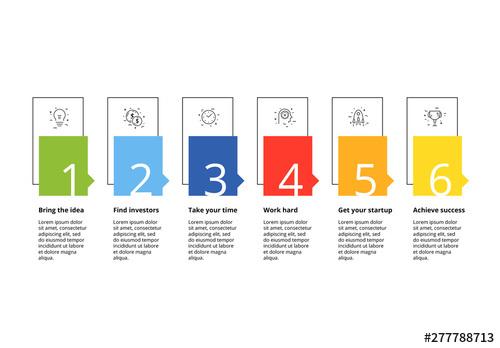 6 Step Infographic with Rainbow Elements - 277788713 - 277788713