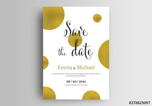 Wedding Invitation Layout with Gold Circles - 278825097 - 278825097