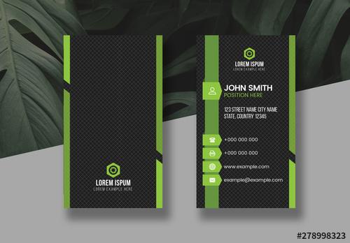 Green Vertical Business Card Layout - 278998323 - 278998323