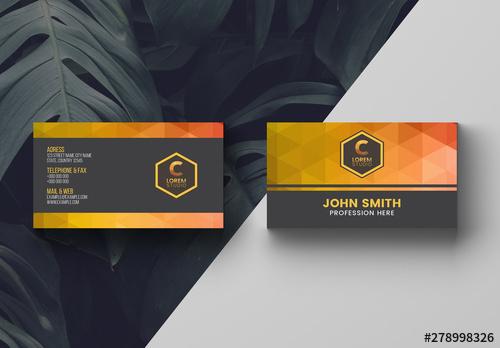 Geometric Business Card Layout with Orange Accents - 278998326 - 278998326