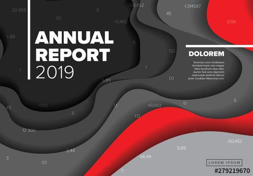 Annual Report Cover Layout with Red Accents - 279219670 - 279219670