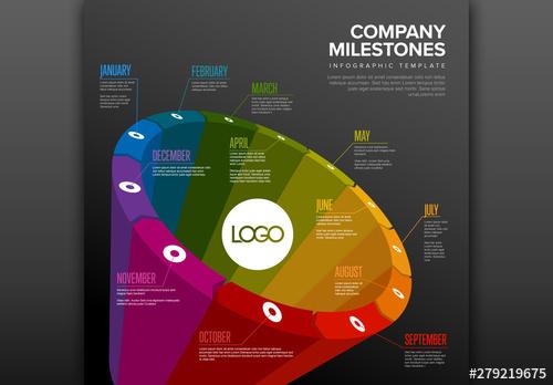 3D Cone Infographic with Year Milestones - 279219675 - 279219675