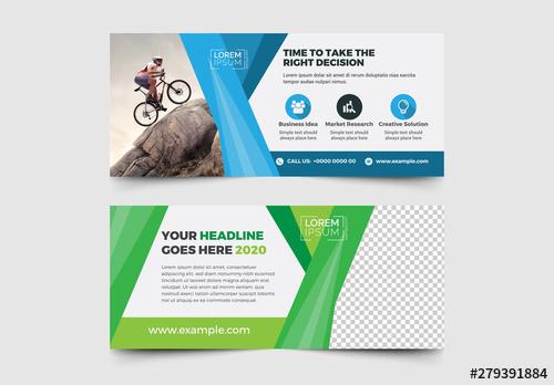 Advertising Banner Layout with Blue and Green Accents - 279391884 - 279391884