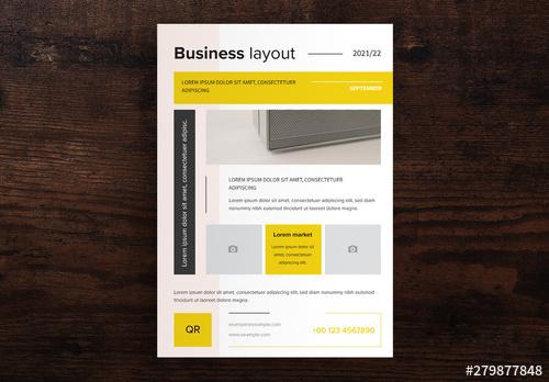 Business Flyer Layout with Yellow Accents - 279877848 - 279877848