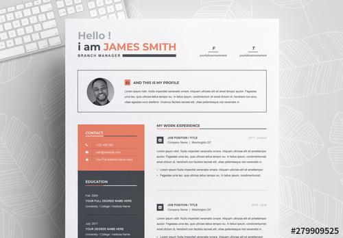 Resume and Cover Letter Layout with Orange Sidebar - 279909525 - 279909525