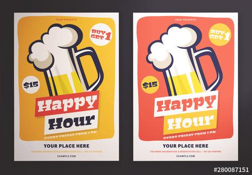 Happy Hour Flyer Layout - 280087151 - 280087151