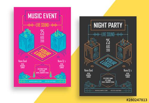 Music Event Flyer Layout with Speaker Illustrations - 280247813 - 280247813