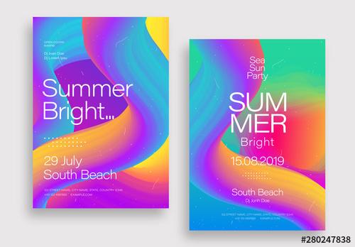 Flyer Layout with Bright Gradient 3D Elements - 280247838 - 280247838