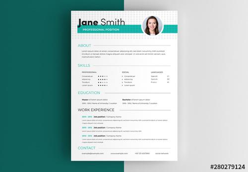 Resume Layout with Green Accents - 280279124 - 280279124