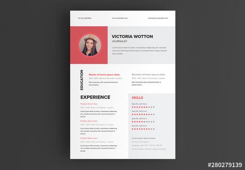 Resume Layout with Red Banner - 280279139 - 280279139