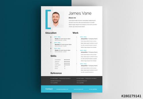 Resume Layout with Blue Accents - 280279141 - 280279141