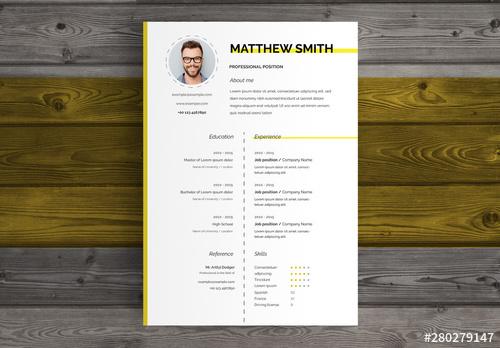 Resume Layout with Yellow Accents - 280279147 - 280279147