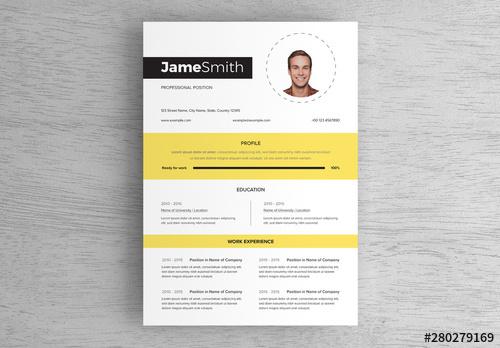 Resume Layout with Yellow Accents - 280279169 - 280279169