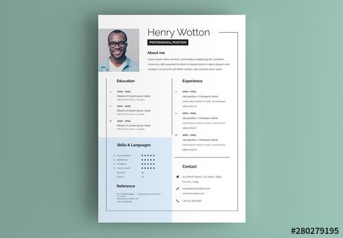 Resume Layout with Blue Accents - 280279195 - 280279195