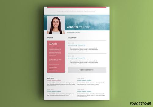 Resume Layout with Image of Blue Sky - 280279245 - 280279245