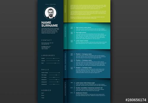 Minimalist Teal Gradient Resume Layout - 280656174 - 280656174