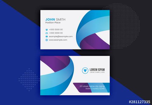 Blue and Purple Business Card Layout - 281127335 - 281127335