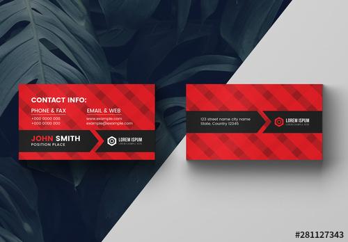 Corporate Business Card Layout with Red Accents - 281127343 - 281127343