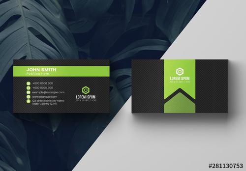 Green and Charcoal Business Card Layout - 281130753 - 281130753