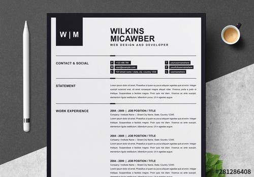 Black and White Resume Layout with Border - 281286408 - 281286408