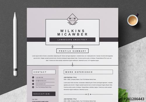 Mauve Resume Set Layout - 281286443 - 281286443