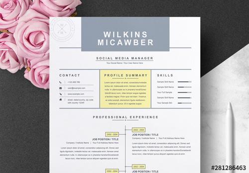 Resume Layout with Gray and Yellow Accents - 281286463 - 281286463
