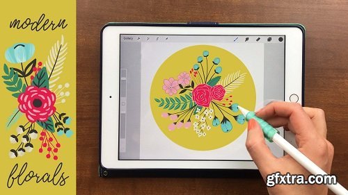 Modern Floral Illustrations on Your iPad in Procreate + 22 Free Stamps and Templates