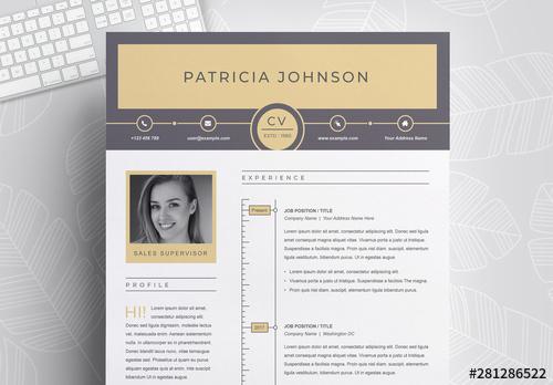 Gray and Gold Resume Layout with Photo - 281286522 - 281286522