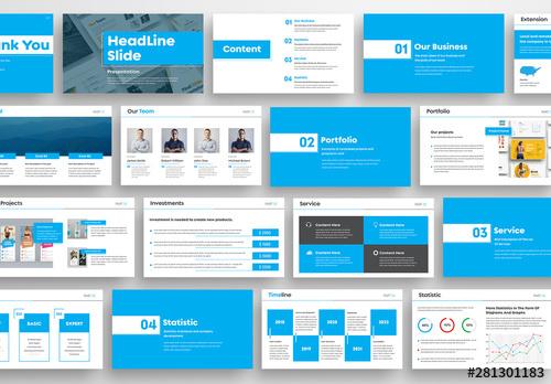 Modern Presentation Layout with Blue Elements - 281301183 - 281301183