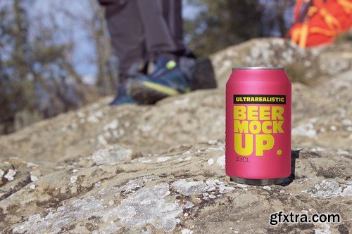 Mountain Beer Can Mockup Duo