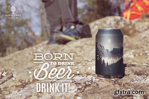 Mountain Beer Can Mockup Duo