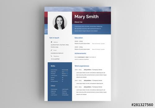 Resume Layout with Blue Sky Element - 281327560 - 281327560