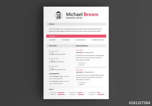 Resume Layout with Red Accent - 281327564 - 281327564