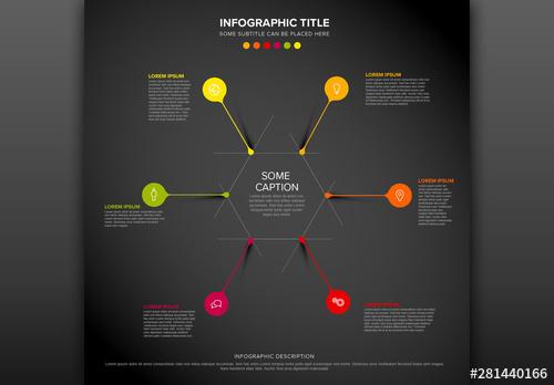 Info Chart Layout with Hexagon Highlight Points - 281440166 - 281440166