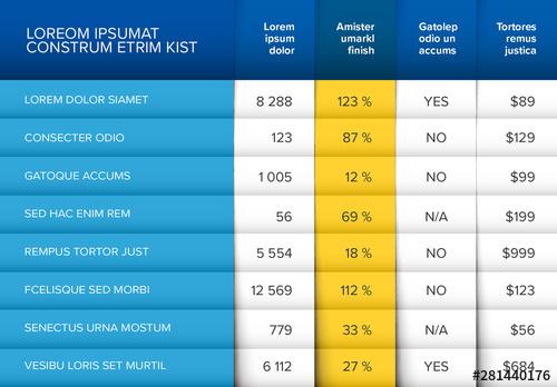 Colorful Data Table Layout - 281440176 - 281440176