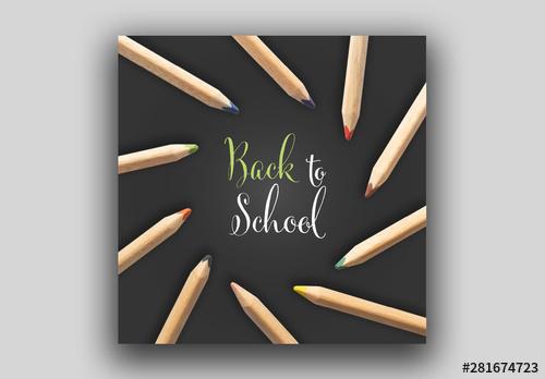 Back to School Banner Layout with Pencils - 281674723 - 281674723