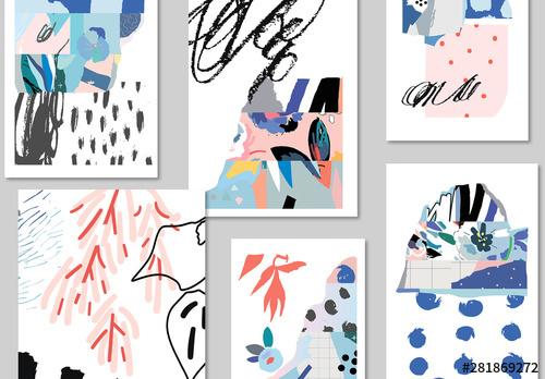 Illustrative Poster Layout Set with Abstract Paint Style - 281869272 - 281869272