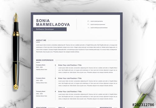 Resume Layout Set with Black Border - 282312786 - 282312786