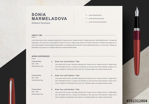 Clean Minimalist Resume Layout Set - 282312804 - 282312804